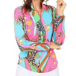 Gottex Lifestyle Mock Shirt - Pink Magpie-Versace inspo-Size Large